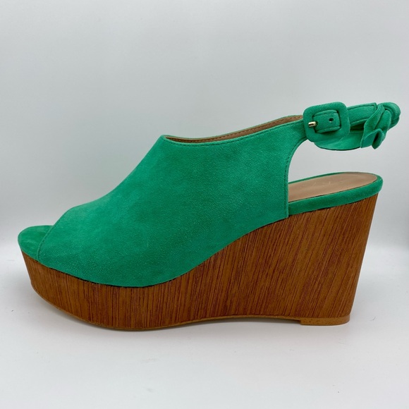 ANTHROPOLOGIE Bow-Back Wooden Wedge Sandals Sz 7 - Picture 5 of 9